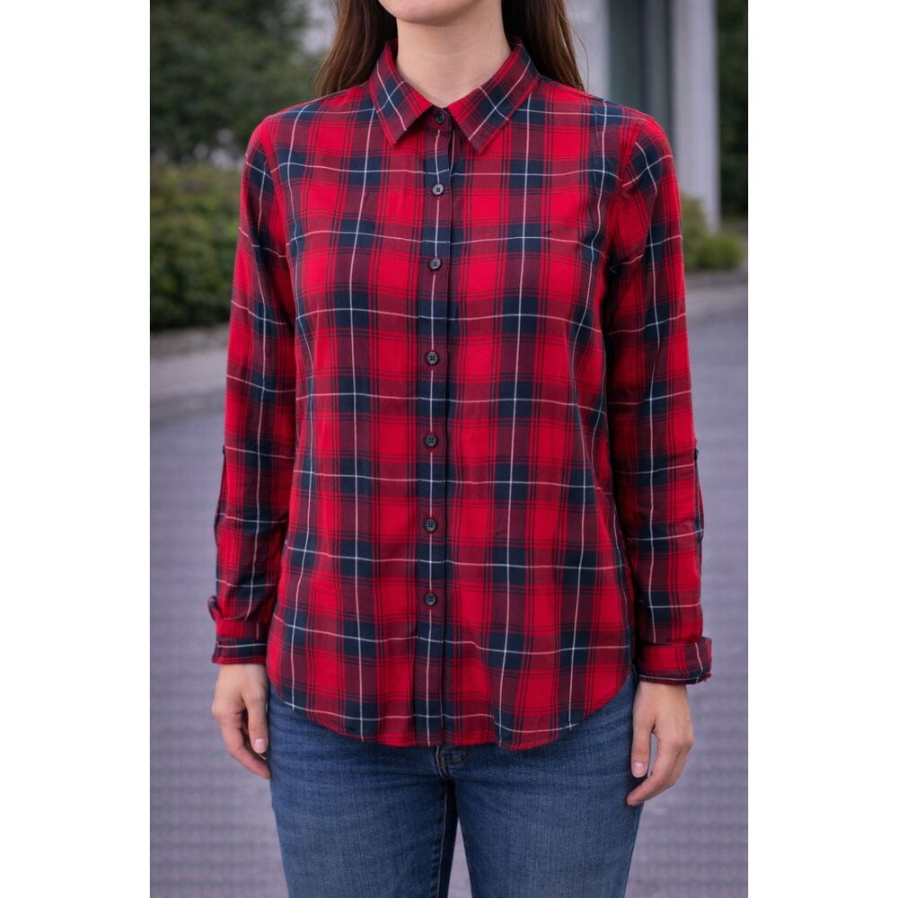 BeachLunchLounge Collection Red Plaid Check Shirt S